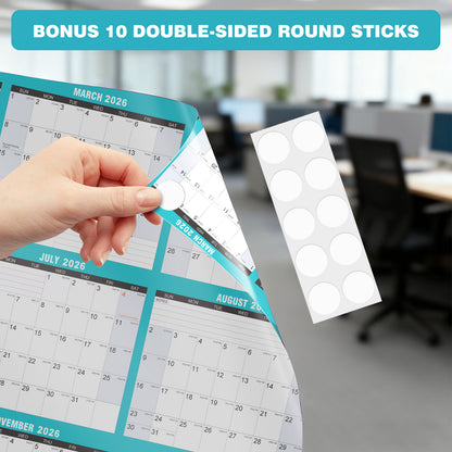 AWANFI 2026 Dry Erase Calendar for Wall - 36'' x 24'', Erasable & Reusable Laminated Monthly Calender with Ample Space Great for Office, Classroom, Home