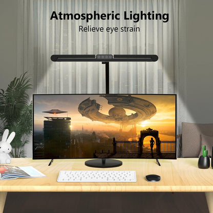 Desk Lamp, 24W LED Desk Light for Home Office, Auto Stepless Dimming and Tempering Table Light with Base, for Architect Drafting Design(Black)