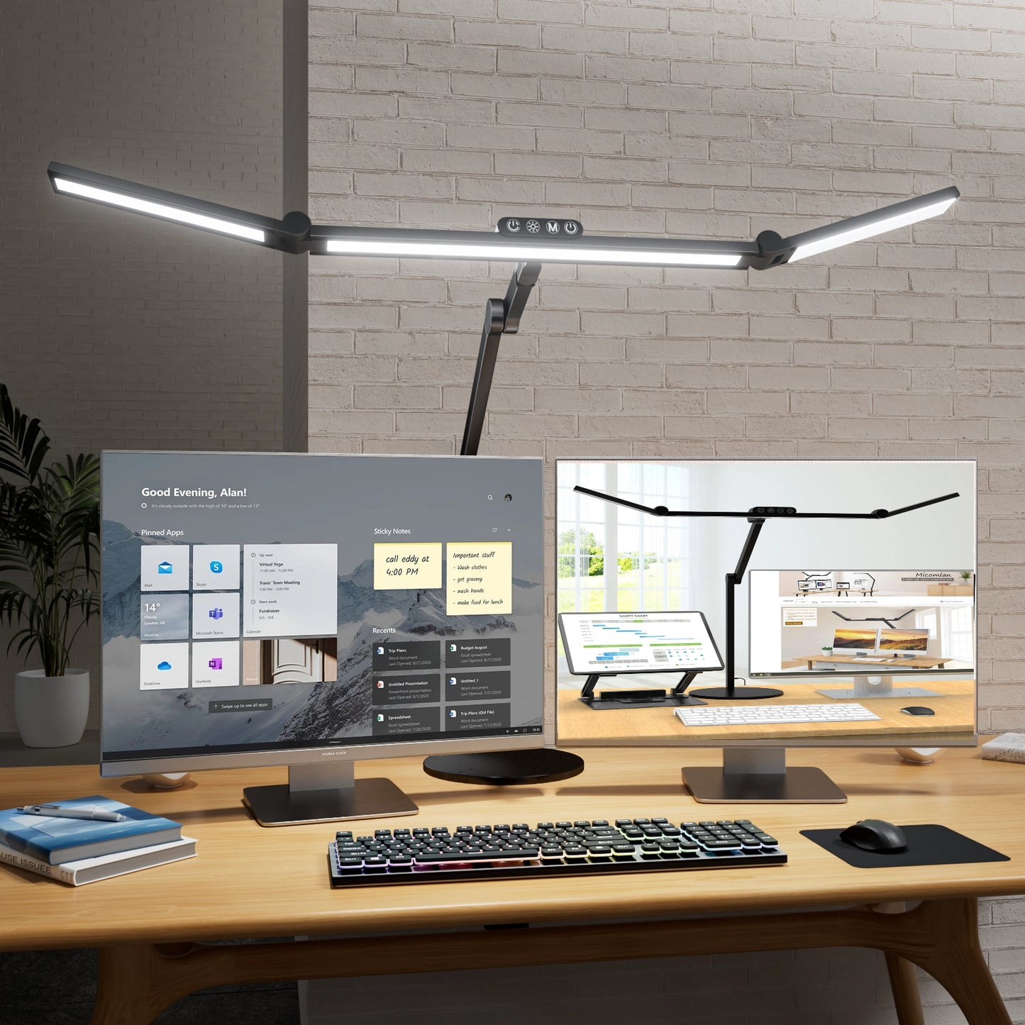 Desk Lamp, 24W LED Desk Light for Home Office, Auto Stepless Dimming and Tempering Table Light with Base, for Architect Drafting Design(Black)