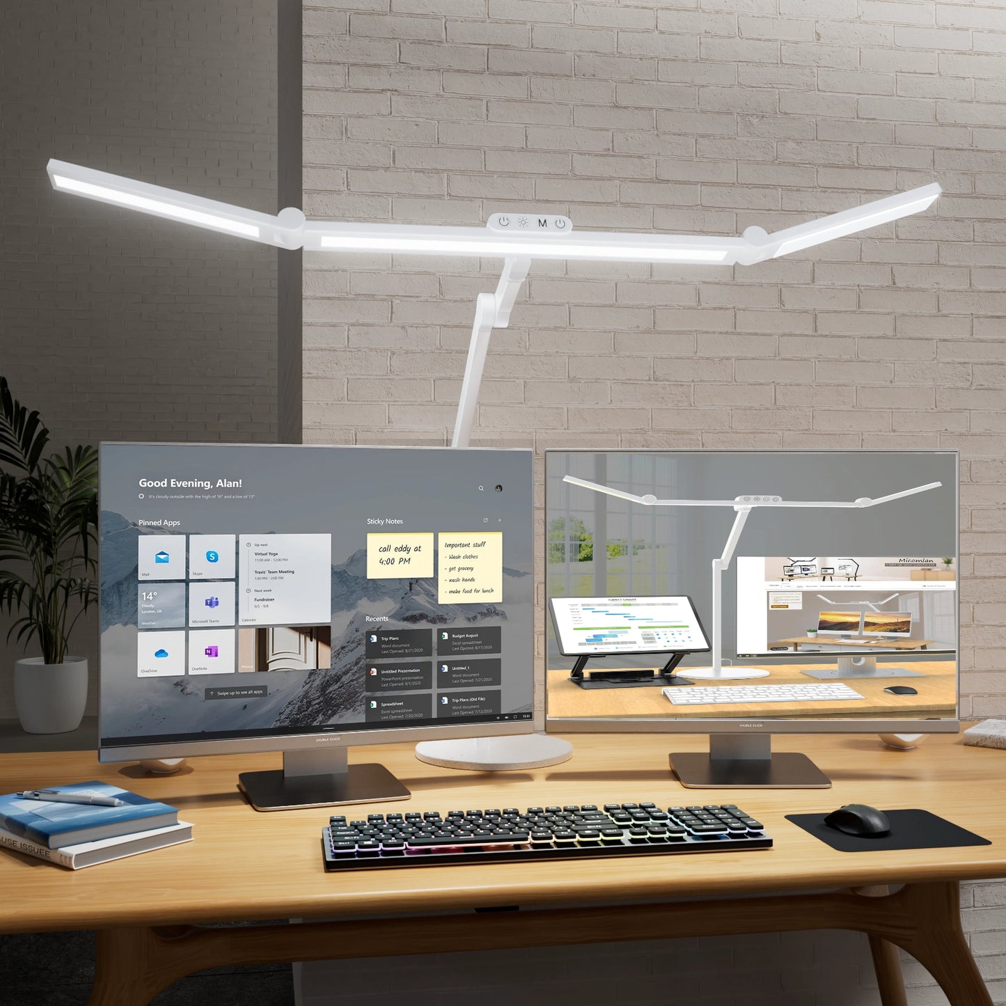 Desk Lamp, 24W LED Desk Light for Home Office, Auto Stepless Dimming and Tempering Table Light with Base, for Architect Drafting Design(White)