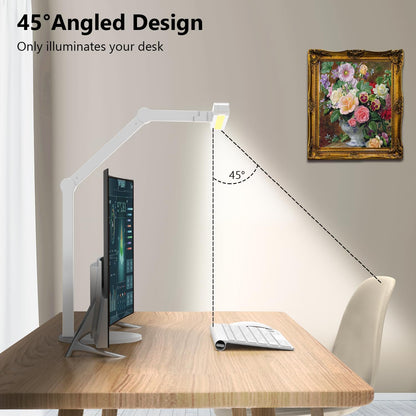 Desk Lamp, 24W LED Desk Light for Home Office, Auto Stepless Dimming and Tempering Table Light with Base, for Architect Drafting Design(White)