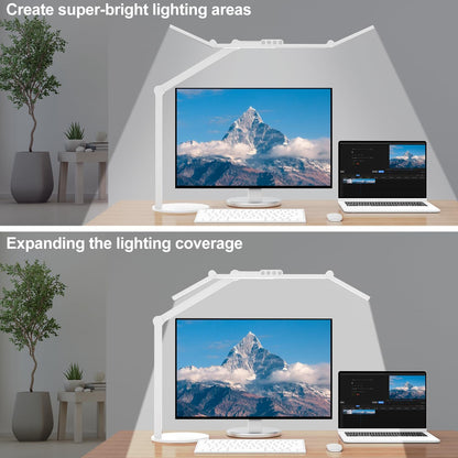 Desk Lamp, 24W LED Desk Light for Home Office, Auto Stepless Dimming and Tempering Table Light with Base, for Architect Drafting Design(White)