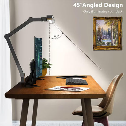 LED Desk Lamp for Home Office - 24W 1500LM Desk Lamps with Clamp Architect Table Lamp Adjustable Head Stepless Dimming Work Light(Black)