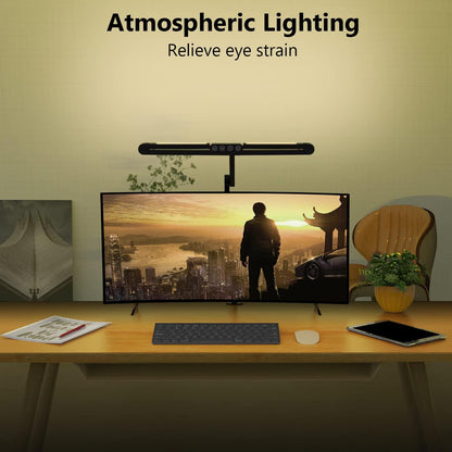 LED Desk Lamp for Home Office - 24W 1500LM Desk Lamps with Clamp Architect Table Lamp Adjustable Head Stepless Dimming Work Light(Black)