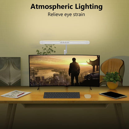 LED Desk Lamp for Home Office - 24W 1500LM Desk Lamps with Clamp Architect Table Lamp Adjustable Head Stepless Dimming Work Light (White)