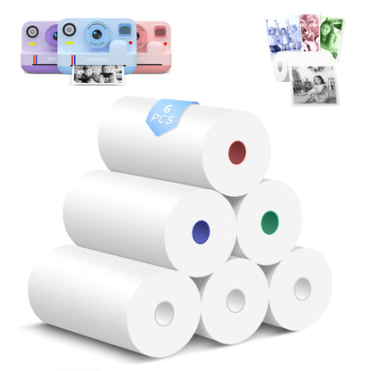 AWANFI Instant Print Camera Paper, 6 Rolls Refill Paper , Instant Camera Color Print Paper, 3xBlack, 1x Blue, 1xGreen, 1xRed (57x30mm)