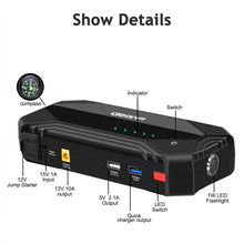 Load image into Gallery viewer, AWANFI 1200A Peak 12V Car Jump Starter Emergency Battery Booster USB Charger Power Bank
