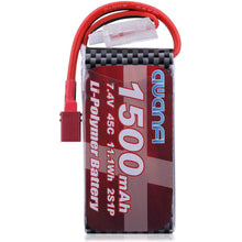Load image into Gallery viewer, AWANFI 2S Lipo Battery Pack 7.4V 1500mAh 45C Rechargeable RC Battery Pack with Deans T Plug for RC Cars RC Boats RC Truck Helicopter Drone Hobby(2 Pack)
