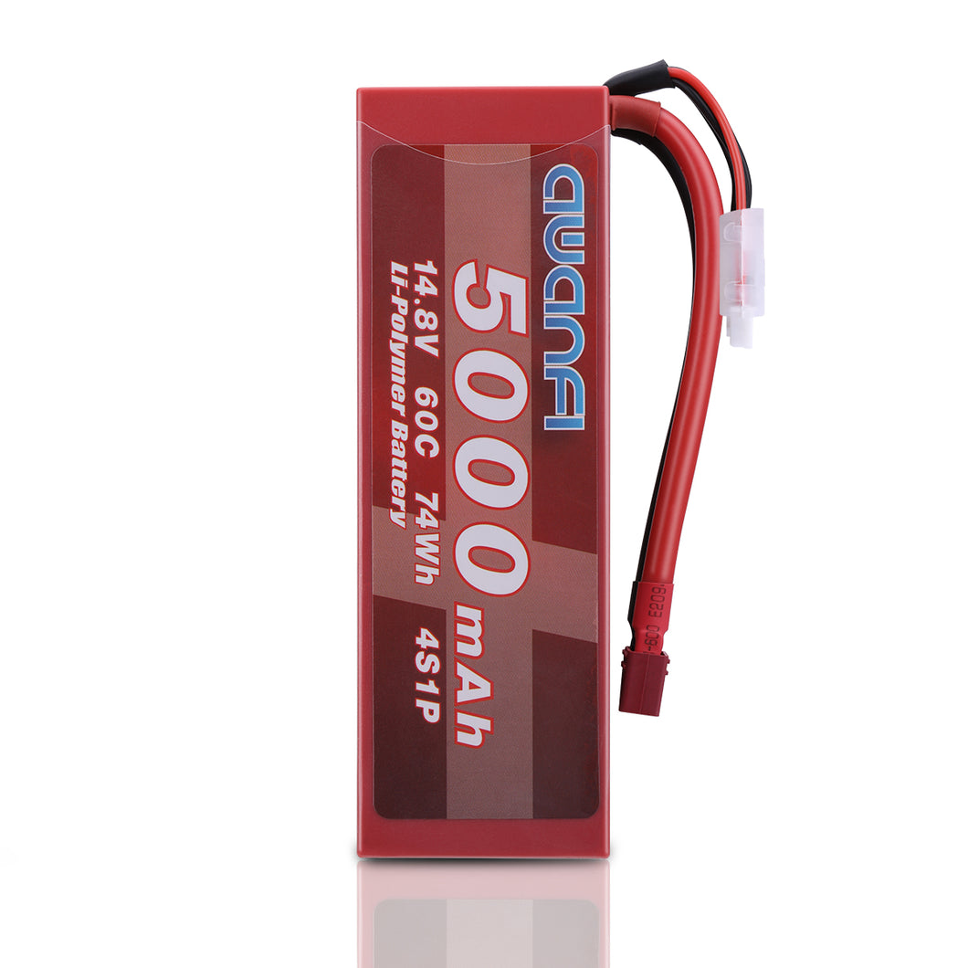 AWANFI 14.8V 5000mAh 60C 4S Lipo Battery with Deans T Plug for RC Car Truck Boat