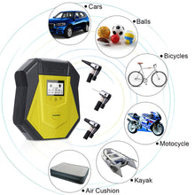 Load image into Gallery viewer, Air Compressor Tire Inflator, AWANFI DC 12V Car Air Compressor Portable Car Air Pump with LCD Display, LED light for Car Tires, Bicycles and Other Inflatables

