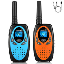 Load image into Gallery viewer, AWANFI Walkie Talkies for Kids 2 Pack, Rechargeable Walkie Talkies Long Range with 22 Channel 1200mAh Li-ion Battery Type-C Cable, Portable FRS Walky Talky 2 Way Radios for Boys Girls Toy Gift
