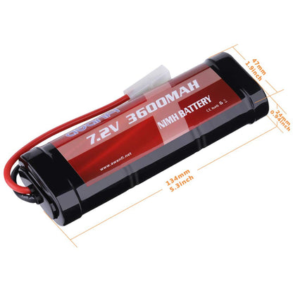 AWANFI 7.2V 3600mAh RC Battery High Capacity NiMH Battery with Tamiya Connector for RC Car RC Truck RC Boat Traxxas LOSI Associated HPI Kyosho Tamiya Quadcopter Drone Hobby(2 Pack)