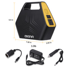 Load image into Gallery viewer, AWANFI Portable 110V AC Power Stations Small Solar Inverter Generator with AC Outlet, 12V, QC3.0 USB Outputs Off-grid Power Supply for Tailgating Camping Emergency Backup (Yellow)
