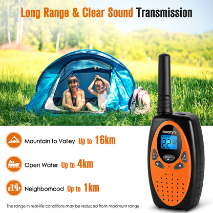 AWANFI Walkie Talkies for Kids 4 Pack, Rechargeable Walkie Talkies Long Range with 22 Channel 1200mAh Li-ion Battery Type-C Cable, Portable FRS Walky Talky 2 Way Radios for Boys Girls Toy Gift