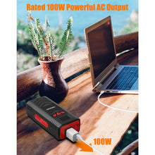 Load image into Gallery viewer, Portable Laptop Charger with AC Outlet, 97Wh/100W Laptop Power Bank 27000mAh External Travel Battery Pack with LED Flashlight for Tablet,MacBook Pro, Notebooks, Smartphone
